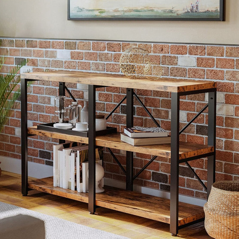 Entryway Console Table with 3 Tier Storage Racks, 47 Inch Storage Shelves for Hallway, Living Room