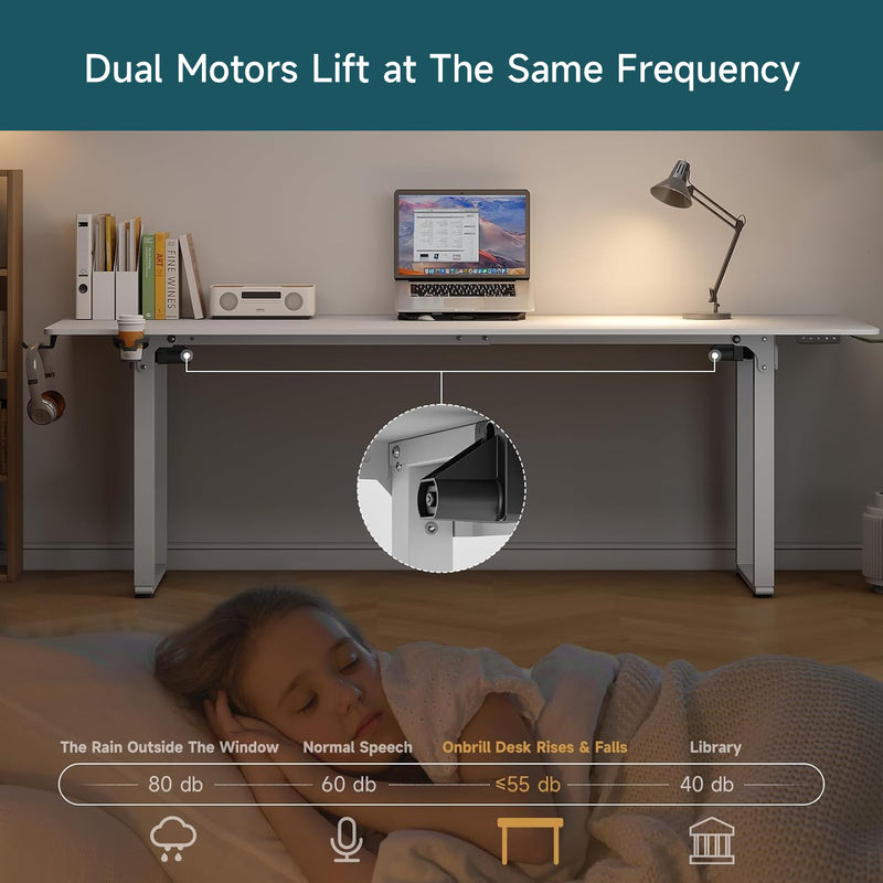 Standing Desk, Adjustable Standing Desk with 4 Legs, Rectangular Desk with 2 Dual Motors and Memory Controller,  63 x 29.5 Inch