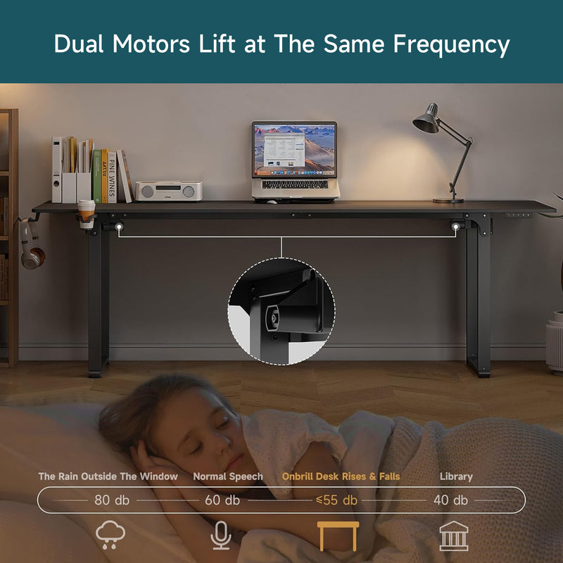 Standing Desk, Adjustable Standing Desk with 4 Legs, Rectangular Desk with 2 Dual Motors and Memory Controller,  63 x 29.5 Inch