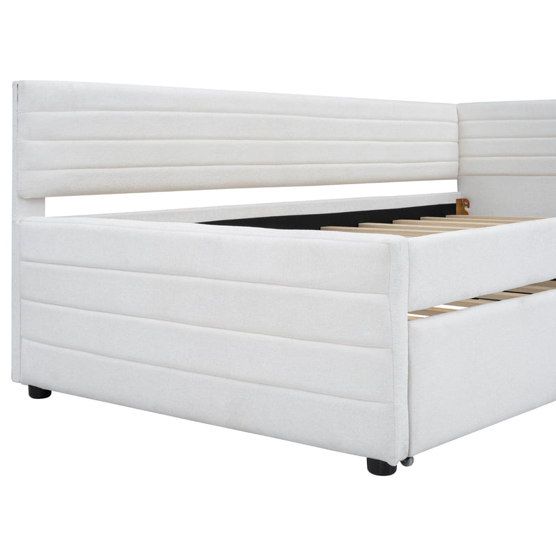 Twin Size Upholstered Daybed with Trundle, Upholstered Daybed with Headboard