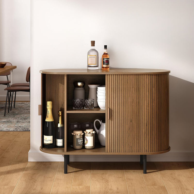 Sideboard Buffet Cabinet with Sliding Doors, 40 Inch Storage Cabinet with Adjustable Shelves