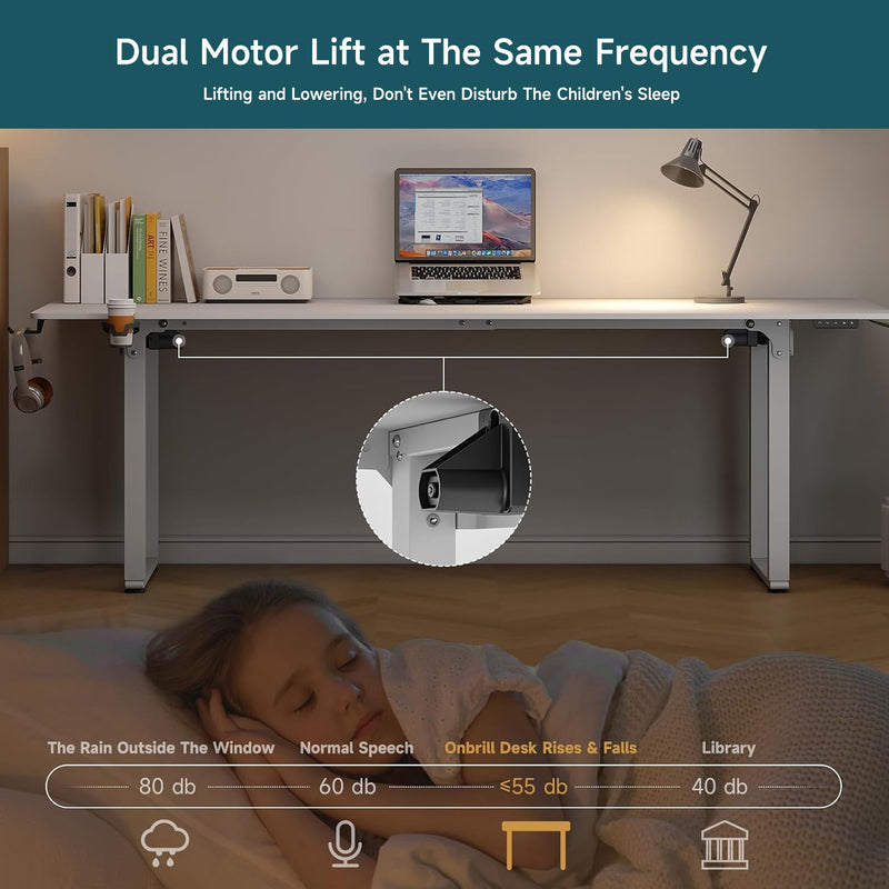 Standing Desk adjustable height 71x31.5 inch Sit-To-Stand table with 2 Dual Motors and Memory Controller, Adjustable Height 28-46 inches