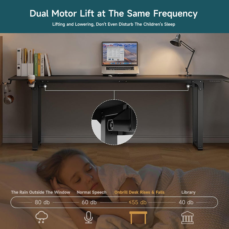 Standing Desk adjustable height 71x31.5 inch Sit-To-Stand table with 2 Dual Motors and Memory Controller, Adjustable Height 28-46 inches