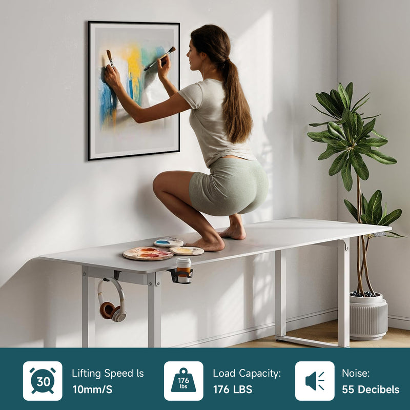 Standing Desk adjustable height 71x31.5 inch Sit-To-Stand table with 2 Dual Motors and Memory Controller, Adjustable Height 28-46 inches