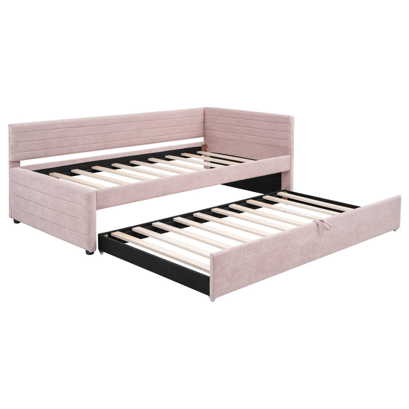 Twin Size Upholstered Daybed with Trundle, Upholstered Daybed with Headboard