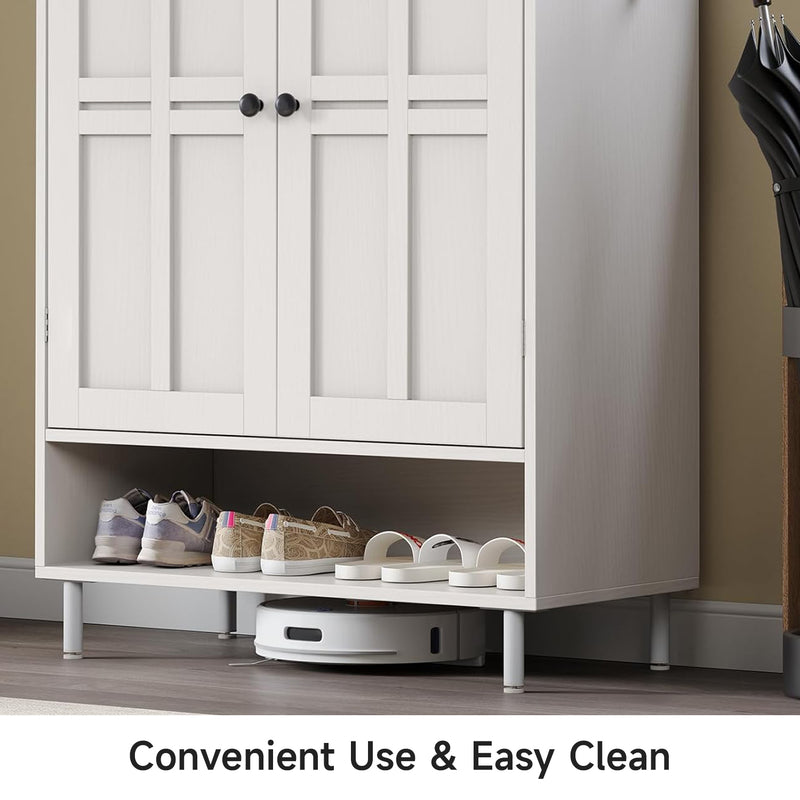 6-Tier Entryway Shoe Cabinet with Cross Molded Doors and 3 Adjustable Shelves, Freestanding Shoe Organizer