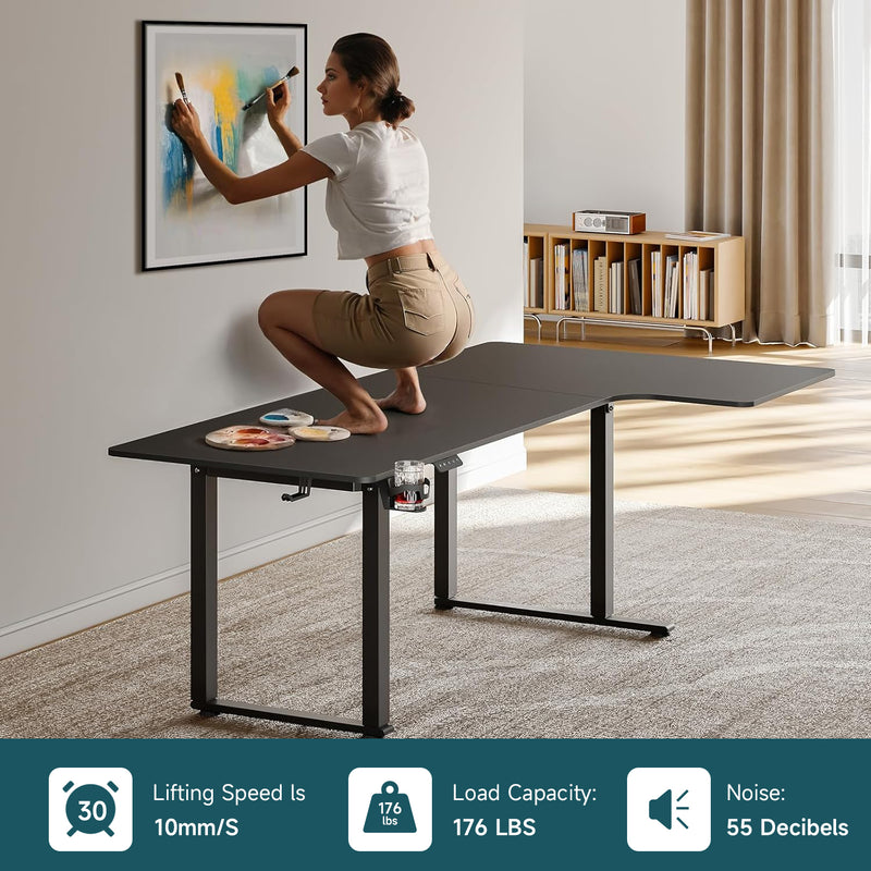 L Shaped Desk Electric Standing Desk with Dual Motors and Memory Controller ,71 x 43 Inch