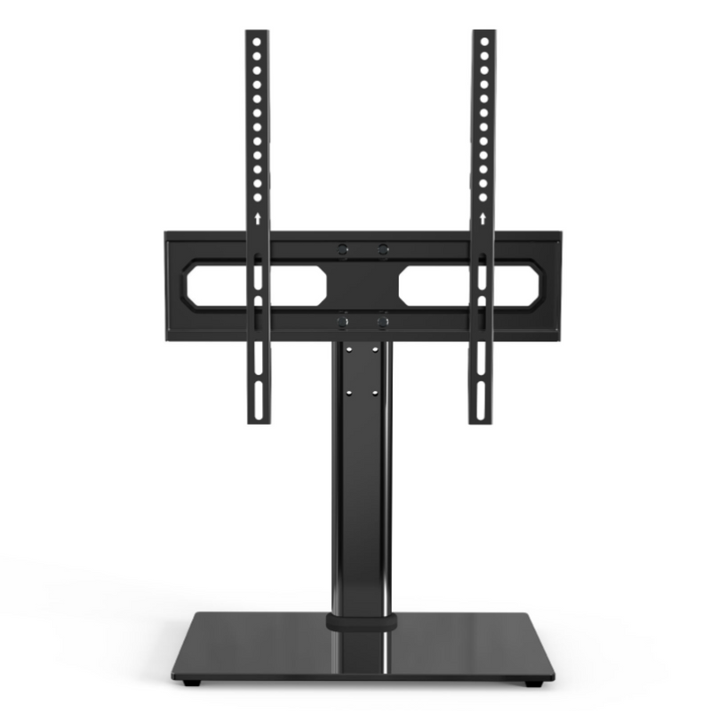 Adjustable TV Stand with Tilt Function, Black Tempered Glass Base for 26-55 Inch TVS