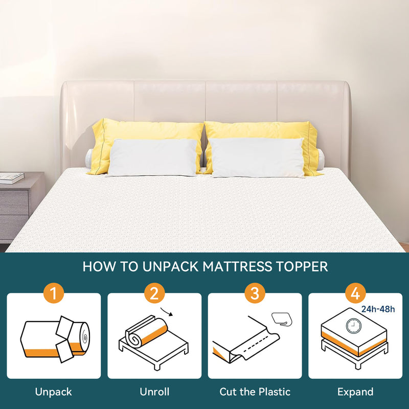 3 Inch Memory Foam Mattress Topper, Dual-Layer Design Mattress Topper with Removable and Washable Cover