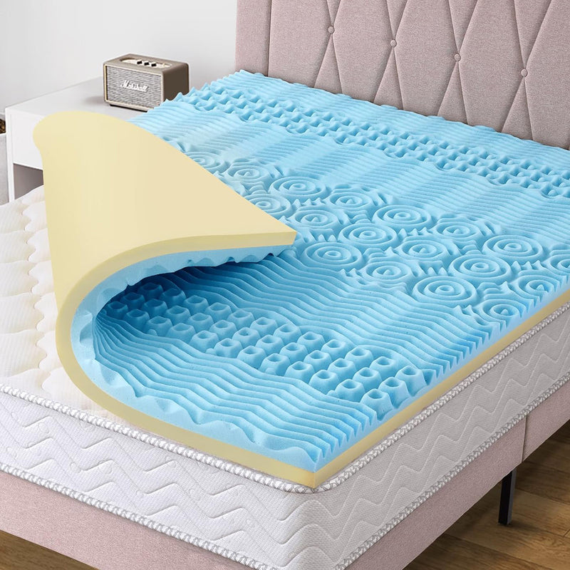 7-Zone Foam Memory Foam Mattress Topper 3 Inch, Cooling Gel Mattress Topper