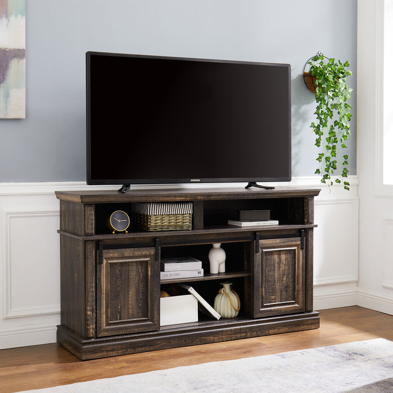 Mid-Century Style TV Table, Media Console Cabinet with Storage, Vintage Brown