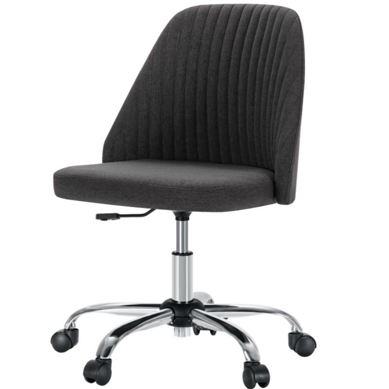 Adjustable Swivel Desk Chair with Wheels, Modern Fabric Armless Chair