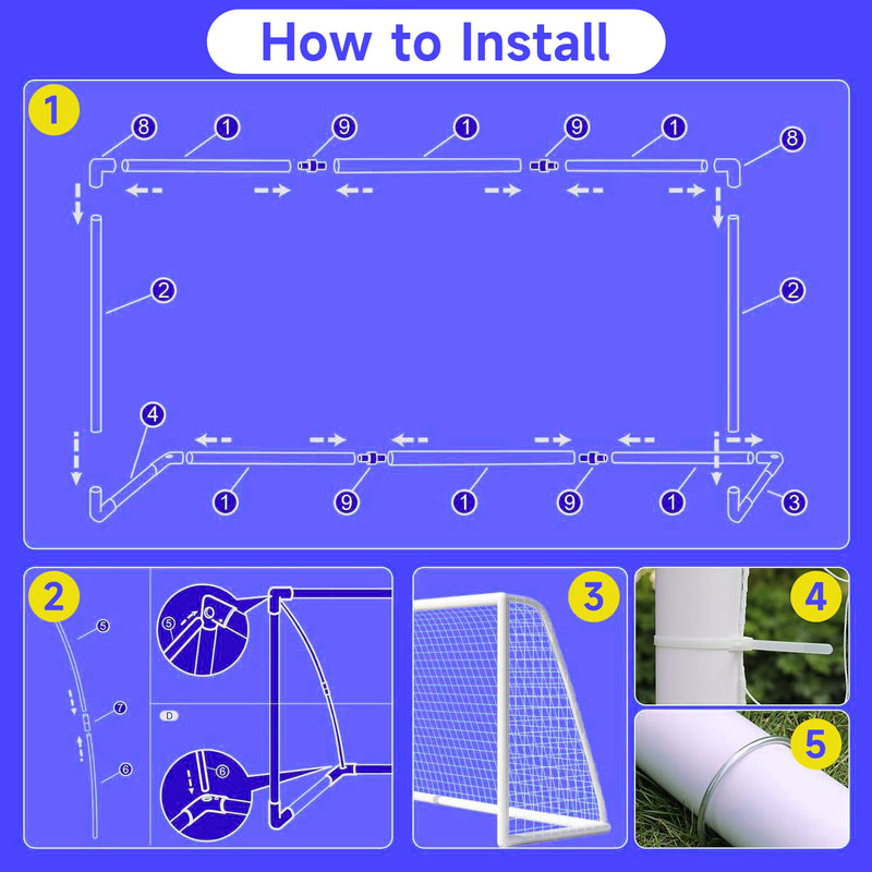 10x6.5FT Backyard Soccer Goal Set, Youth Soccer Goal with Rainproof UPVC Frame for Kids and Adults