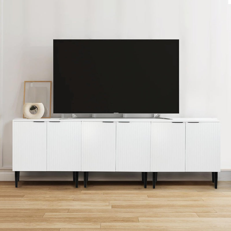 White Modern Sideboard, Home Storage Cabinet, Floor Standing Bathroom Cabinet with Doors and Adjustable Shelves