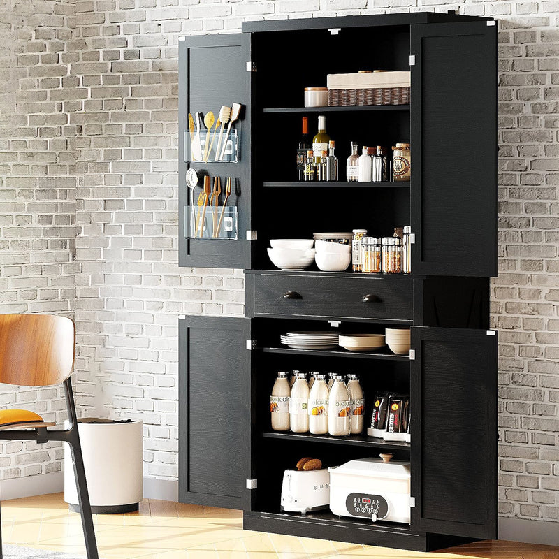 Kitchen Pantry Storage Cabinet with Drawers, Cupboards with Doors and Shelves