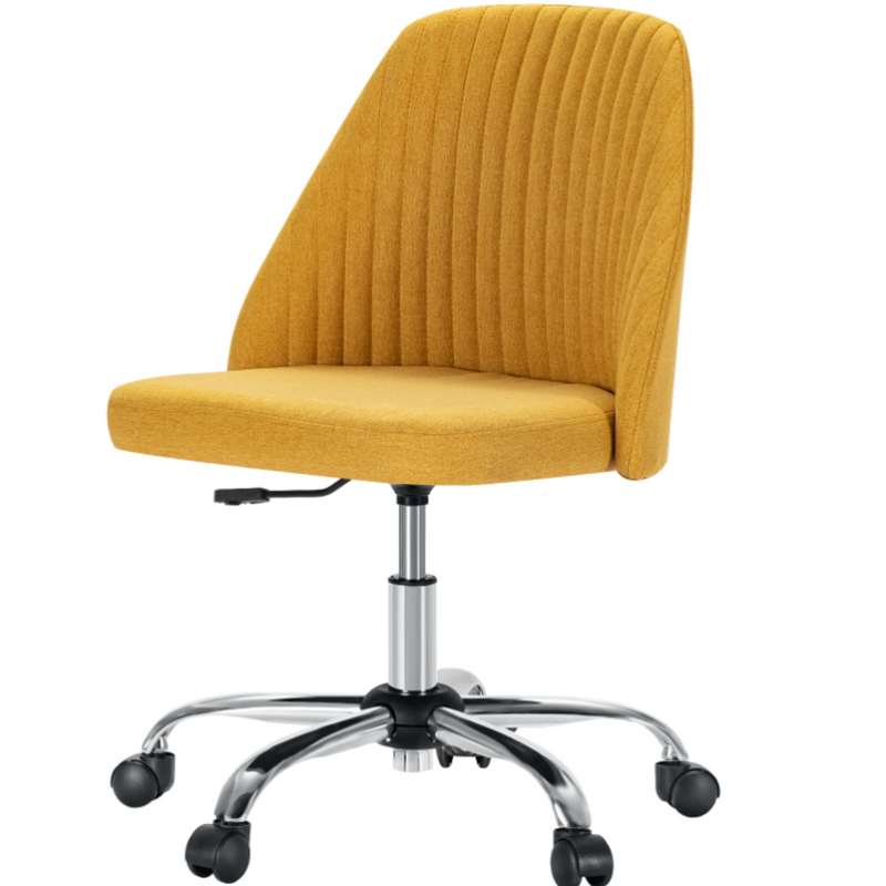 Adjustable Swivel Desk Chair with Wheels, Modern Fabric Armless Chair