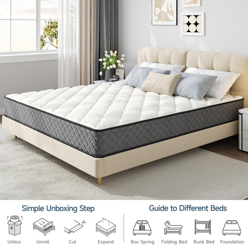 10 Inch Hybrid Mattress with Memory Foam, Medium Firm Mattresses CertiPUR-US Certified