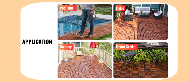 30 PCS Interlocking Deck Tiles, 12"x12" Waterproof Acacia Wood Patio Tiles, Flooring Tiles Outdoor All Weather