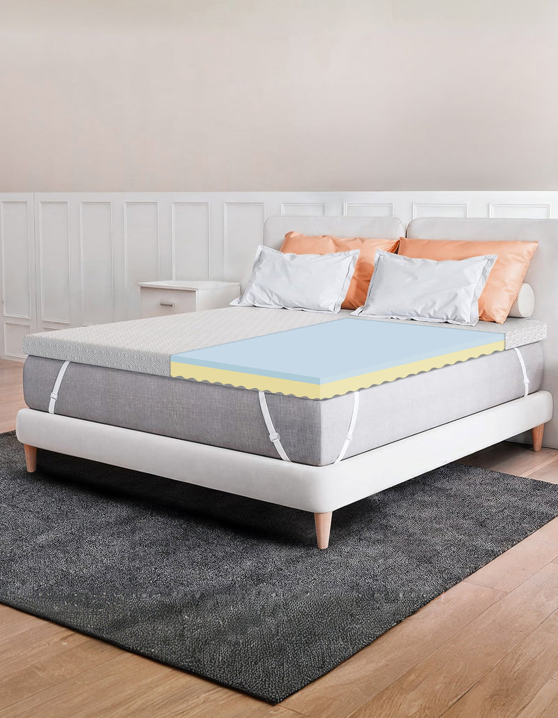 3 Inch Memory Foam Mattress Topper, Dual-Layer Design Mattress Topper with Removable and Washable Cover