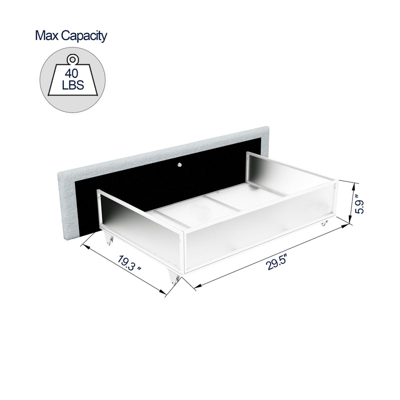 Upholstered Daybed with 2 Drawers, Luxury Modern Design Daybed, Ribbed Tufted Backrest, Ivory Fabric