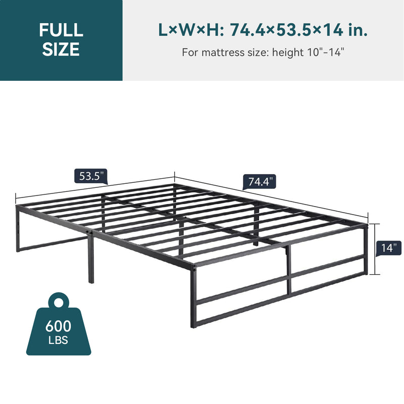 Metal Platform Bed Frame with 14 Inch Underbed Storage No Box Spring Required, Black