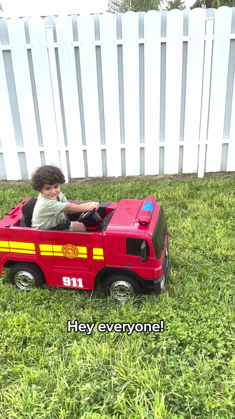 Ride On Fire Truck Electric Car Remote Control 12V Battery Toddler Power Driving Car