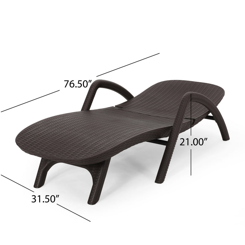 Outdoor Lounge Chair with 4 Adjustment Angles, Dark Brown